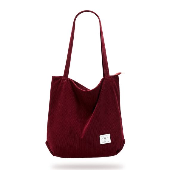 KALIDI cord Tasche Damen Umhängetasche mit Reißverschluss,Groß Shopper Tasche Tote Bag Handtasche Schultertaschen für Arbeit Büro Reisen Einkaufen Schule und Alltag
