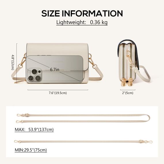 Roulens Klein Handy Umhängetasche,Damen Kleine Umhängetasche, Veganes Leder Crossbody Schultertasche Reisepass Handytasche mit Kartenschlitz Verstellbar Abnehmbar Schultergurt