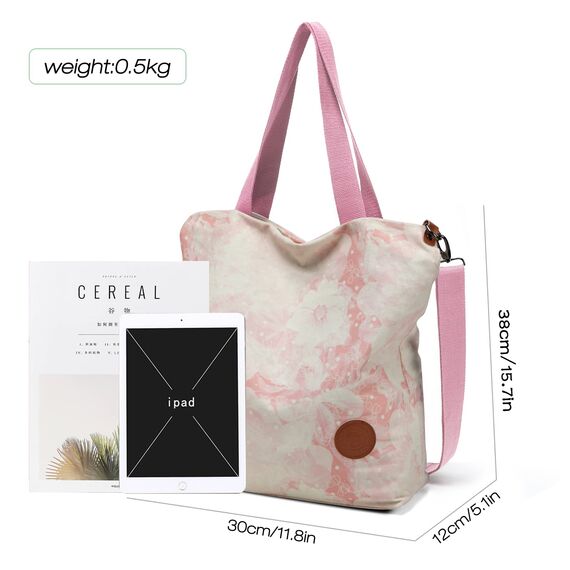 JANSBEN Damen Canvas Handtasche Schultertasche Casual Multifunktionale Umhängetaschen Groß für Arbeit Schule Shopper Lässige täglich (Leopard)