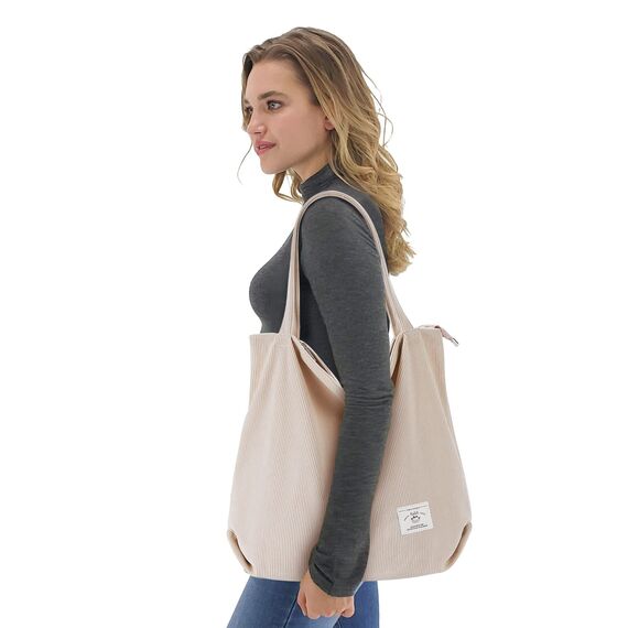 KALIDI cord Tasche Damen Umhängetasche mit Reißverschluss,Groß Shopper Tasche Tote Bag Handtasche Schultertaschen für Arbeit Büro Reisen Einkaufen Schule und Alltag
