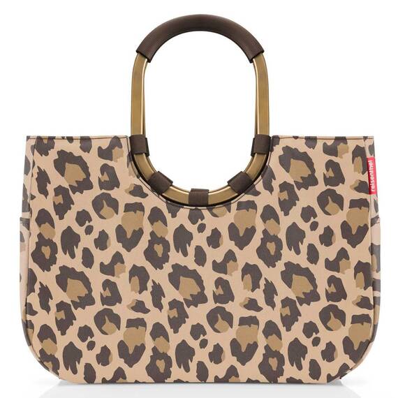 reisenthel loopshopper L frame leo macchiato – Stabile Tasche mit praktischen Fächern aus recycelten PET-Flaschen – Charmantes und wasserabweisendes Design gold