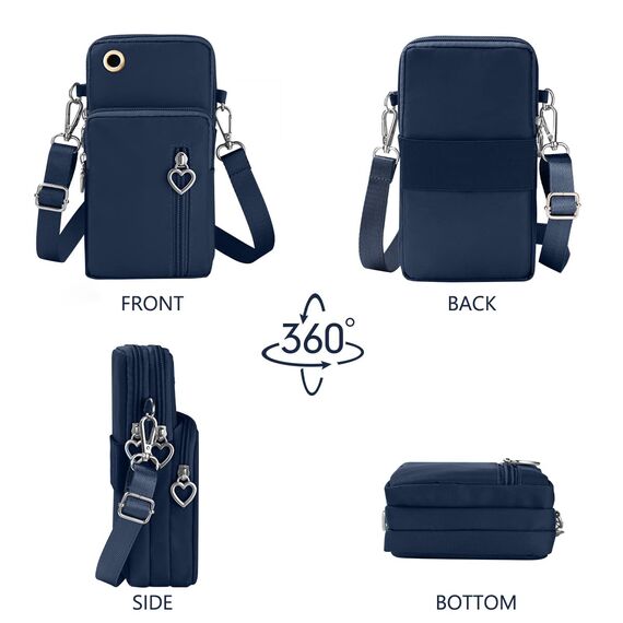 Aucuu Handytasche zum Umhängen Damen，Nylon Kleine Umhängetasche mit Kopfhörer Eingang，Mini Crossbody Schultertasche Handytasche，Handy Schultertasche ür Handy unter 7 Zoll