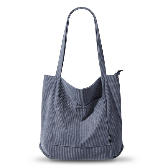 KALIDI Cord Tasche Damen Umhängetasche mit Reißverschluss Wasserdicht Tote Bag mit Taschenfach Groß Shopper Tasche Handtasche Schultertaschen für Arbeit Büro Reisen Einkaufen Schule