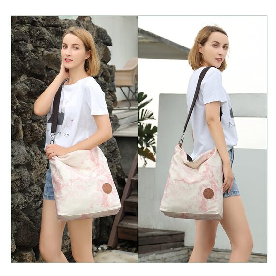 JANSBEN Damen Canvas Handtasche Schultertasche Casual Multifunktionale Umhängetaschen Groß für Arbeit Schule Shopper Lässige täglich (Leopard)