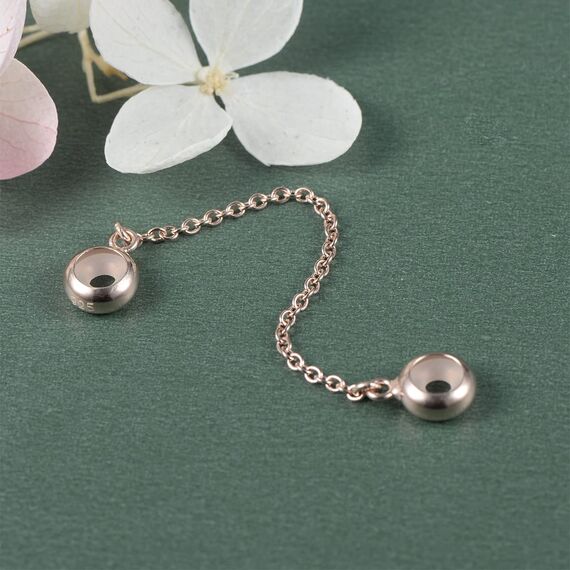 GW 925 Sterling Silber Gummi Spacer Stopper Bead Charm Sicherheitskette für Armbänder (Rose-Gold)