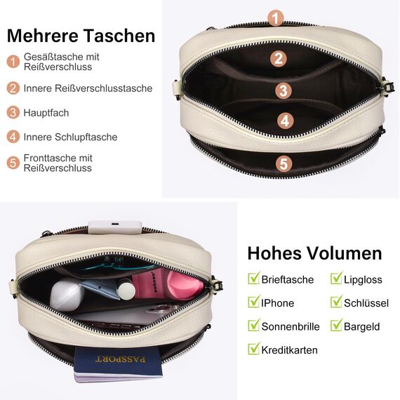 GASSDA Umhängetasche Damen Kleine Handtasche PU Leder Crossbody Bag Moderne Taschen mit Abnehmbarem Schultergurt
