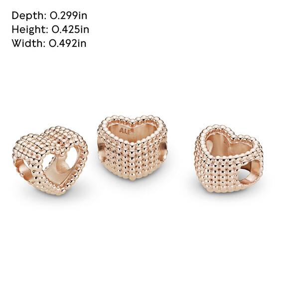 PANDORA offenes Metallperlen Herz Charm in Roségold mit 14 Karat rosévergoldete Metalllegierung Moments Collection