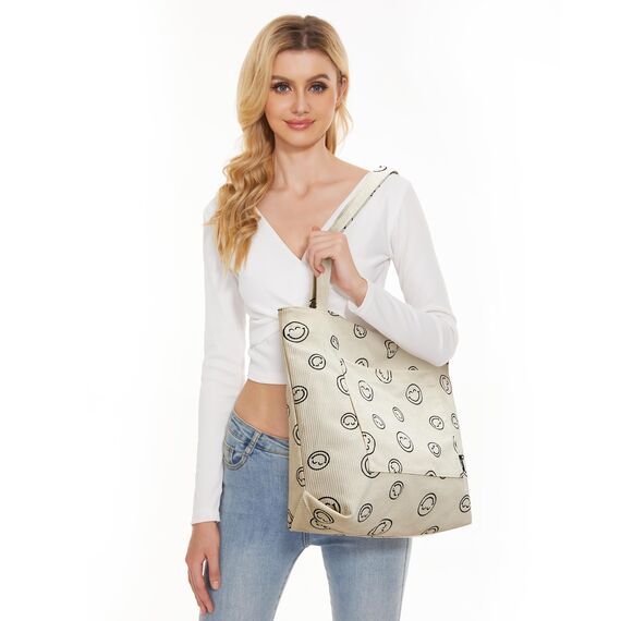 KALIDI Cord Tasche Damen Umhängetasche mit Reißverschluss Wasserdicht Tote Bag mit Taschenfach Groß Shopper Tasche Handtasche Schultertaschen für Arbeit Büro Reisen Einkaufen Schule (black2)