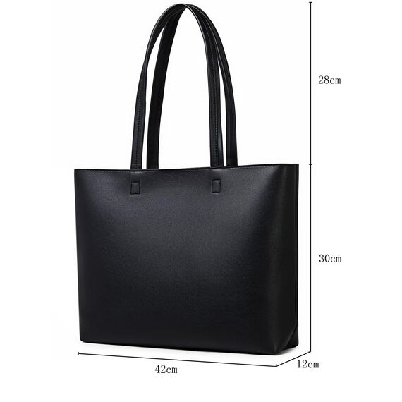 MEEGIRL Damen Henkeltaschen, Einfache Handtaschen PU Leder Tote Shopper Bag für Arbeit, Schule, Einkauf mit Reißverschluss und Innentasche (Schwarz)