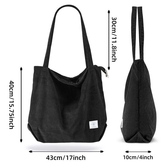 KALIDI cord Tasche Damen Umhängetasche mit Reißverschluss,Groß Shopper Tasche Tote Bag Handtasche Schultertaschen für Arbeit Büro Reisen Einkaufen Schule und Alltag