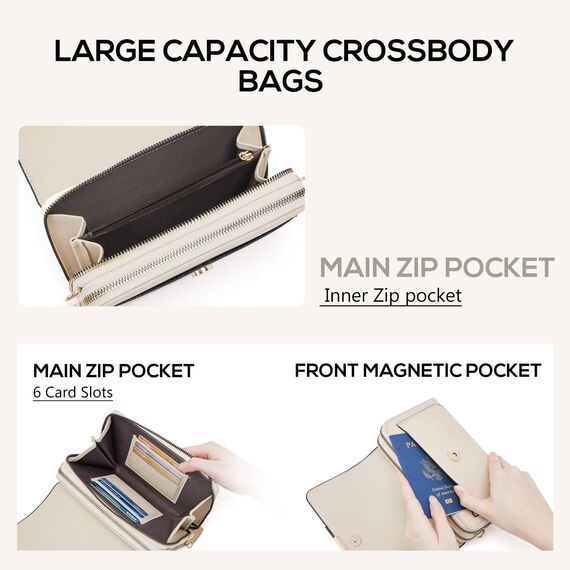 Roulens Klein Handy Umhängetasche,Damen Kleine Umhängetasche, Veganes Leder Crossbody Schultertasche Reisepass Handytasche mit Kartenschlitz Verstellbar Abnehmbar Schultergurt