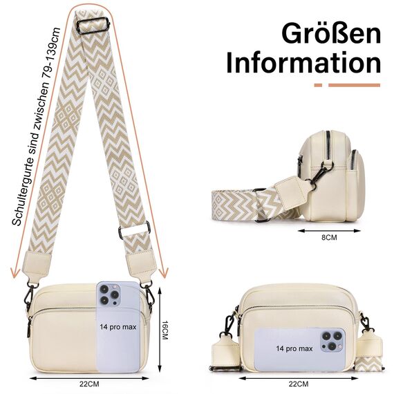 GASSDA Umhängetasche Damen Kleine Handtasche PU Leder Crossbody Bag Moderne Taschen mit Abnehmbarem Schultergurt