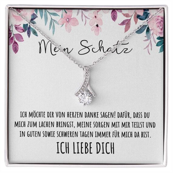 BYLITZ An meinen Schatz Halskette mit Karte Herz Kette mit LED Box und Spruch für Damen Frau Partnerin Freundin oder Verlobte zum Jahrestag Geburtstag Weihnachten (Standard Box - Schlaufe V5)