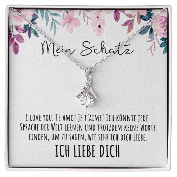 BYLITZ An meinen Schatz Halskette mit Karte Herz Kette mit LED Box und Spruch für Damen Frau Partnerin Freundin oder Verlobte zum Jahrestag Geburtstag Weihnachten (Standard Box - Schlaufe V3)