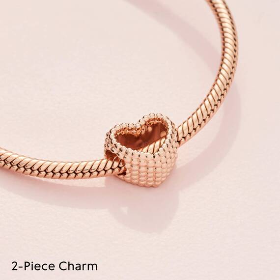 PANDORA offenes Metallperlen Herz Charm in Roségold mit 14 Karat rosévergoldete Metalllegierung Moments Collection