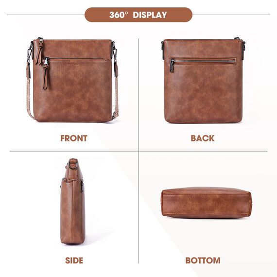 Roulens Mittel Damen Umhängetaschen, Leicht Damen Schultertasche aus Veganes Leder, Crossbody Bags für Frauen mit Verstellbar Abnehmbar Breiter Gurt
