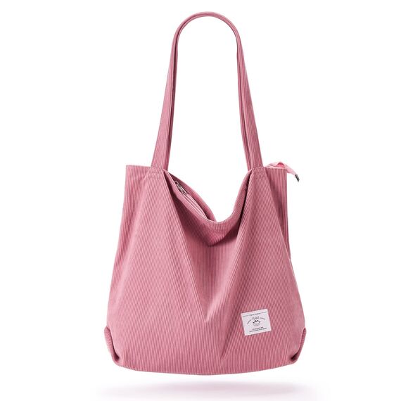 KALIDI cord Tasche Damen Umhängetasche mit Reißverschluss,Groß Shopper Tasche Tote Bag Handtasche Schultertaschen für Arbeit Büro Reisen Einkaufen Schule und Alltag