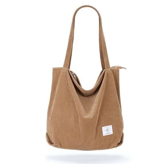 KALIDI cord Tasche Damen Umhängetasche mit Reißverschluss,Groß Shopper Tasche Tote Bag Handtasche Schultertaschen für Arbeit Büro Reisen Einkaufen Schule und Alltag