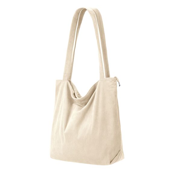 benpen Cord Uni Tasche Shopper Damen,Beige Schule Handtasche Groß Schultasche Umhängetasche Tote Bag Unitasche Arbeitstasche mit Reißverschluss Fächern,Geschenk für Sie Damen