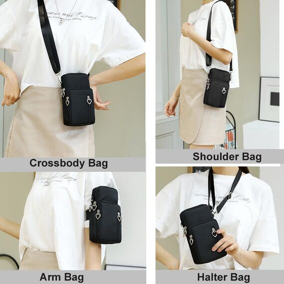 DuoLmi Umhängetasche Damen Klein, Crossbody Tasche für Damen, Nylon Handy Mini-Tasche Kleine Schultertasche Multifunktionale Handytasche, Handytasche zum Umhängen Damen