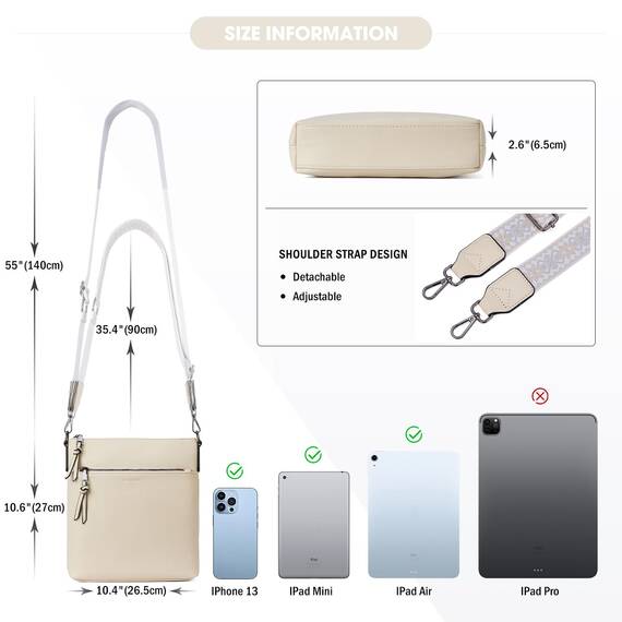 Roulens Mittel Damen Umhängetaschen, Leicht Damen Schultertasche aus Veganes Leder, Crossbody Bags für Frauen mit Verstellbar Abnehmbar Breiter Gurt