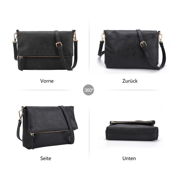 Gladdon Umhängetasche Damen Klein Handtasche,Crossbody Tasche Schultertasche Elegant Clutch Messenger PU-Leder Taschen Für Täglich Arbeit Einkaufen(Schwarz)