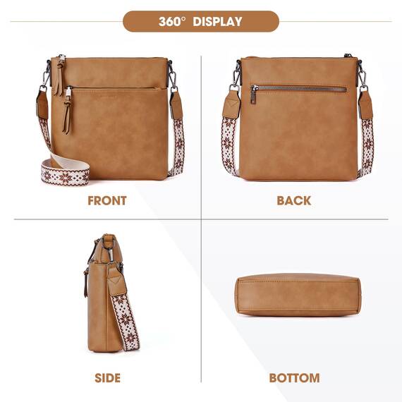 Roulens Mittel Damen Umhängetaschen, Leicht Damen Schultertasche aus Veganes Leder, Crossbody Bags für Frauen mit Verstellbar Abnehmbar Breiter Gurt