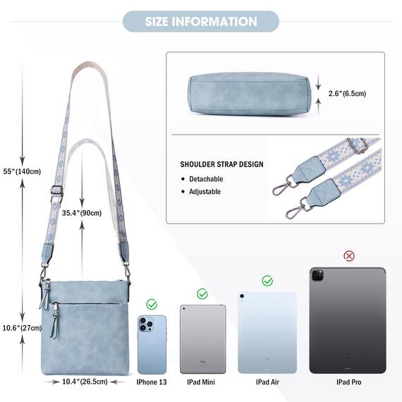 Roulens Mittel Damen Umhängetaschen, Leicht Damen Schultertasche aus Veganes Leder, Crossbody Bags für Frauen mit Verstellbar Abnehmbar Breiter Gurt