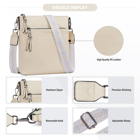 Roulens Mittel Damen Umhängetaschen, Leicht Damen Schultertasche aus Veganes Leder, Crossbody Bags für Frauen mit Verstellbar Abnehmbar Breiter Gurt
