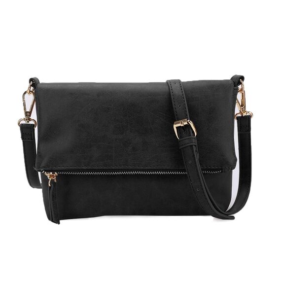 Gladdon Umhängetasche Damen Klein Handtasche,Crossbody Tasche Schultertasche Elegant Clutch Messenger PU-Leder Taschen Für Täglich Arbeit Einkaufen(Schwarz)