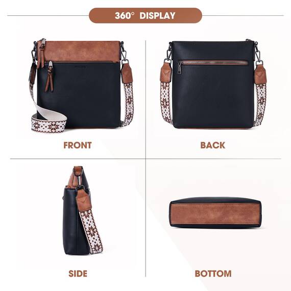 Roulens Mittel Damen Umhängetaschen, Leicht Damen Schultertasche aus Veganes Leder, Crossbody Bags für Frauen mit Verstellbar Abnehmbar Breiter Gurt