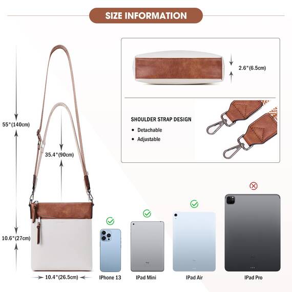 Roulens Mittel Damen Umhängetaschen, Leicht Damen Schultertasche aus Veganes Leder, Crossbody Bags für Frauen mit Verstellbar Abnehmbar Breiter Gurt