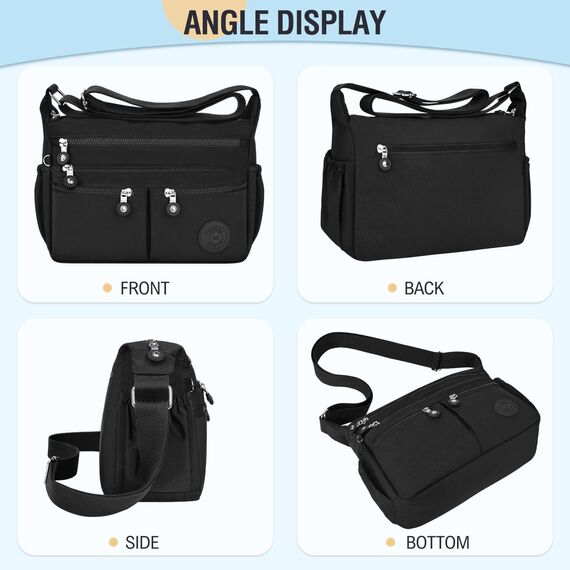 TEUEN Crossbody Bag Damen Große Kapazität Wasserdicht Nylon Umhängetasche Damen Mittelgroß, Casual Handtasche & Leichte Schultertasche Gross Messenger Bag mit Vielen Fächern