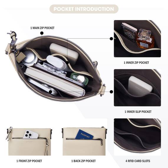 Roulens Mittel Damen Umhängetaschen, Leicht Damen Schultertasche aus Veganes Leder, Crossbody Bags für Frauen mit Verstellbar Abnehmbar Breiter Gurt