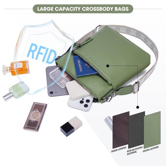 Roulens Mittel Damen Umhängetaschen, Leicht Damen Schultertasche aus Veganes Leder, Crossbody Bags für Frauen mit Verstellbar Abnehmbar Breiter Gurt