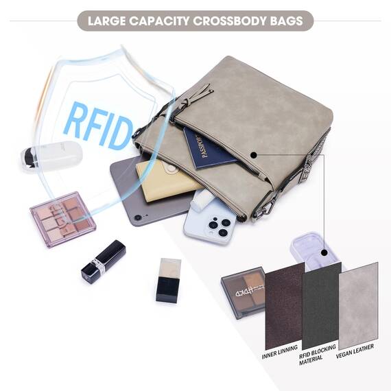 Roulens Mittel Damen Umhängetaschen, Leicht Damen Schultertasche aus Veganes Leder, Crossbody Bags für Frauen mit Verstellbar Abnehmbar Breiter Gurt
