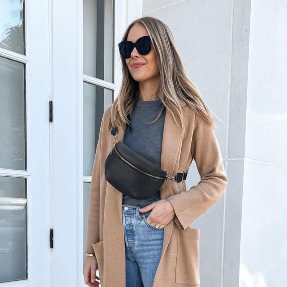 Roulens Kleine Damen Umhängetaschen,Elegant Bauchtasche Damen,Umhängetasche aus Veganes Leder,Crossbody Bag Damen,RFID Blockierung Kartenschlitz Brusttasche mit Verstellbar Abnehmbar Breiter Gurt