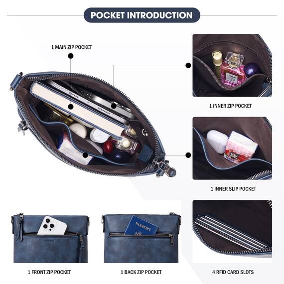Roulens Mittel Damen Umhängetaschen, Leicht Damen Schultertasche aus Veganes Leder, Crossbody Bags für Frauen mit Verstellbar Abnehmbar Breiter Gurt