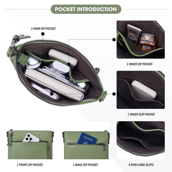 Roulens Mittel Damen Umhängetaschen, Leicht Damen Schultertasche aus Veganes Leder, Crossbody Bags für Frauen mit Verstellbar Abnehmbar Breiter Gurt