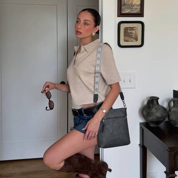 Roulens Mittel Damen Umhängetaschen, Leicht Damen Schultertasche aus Veganes Leder, Crossbody Bags für Frauen mit Verstellbar Abnehmbar Breiter Gurt