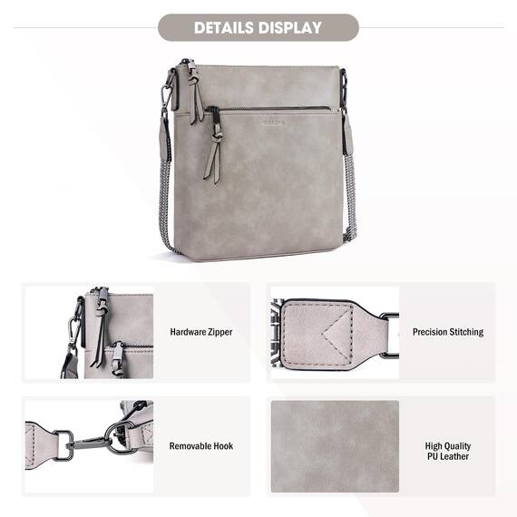 Roulens Mittel Damen Umhängetaschen, Leicht Damen Schultertasche aus Veganes Leder, Crossbody Bags für Frauen mit Verstellbar Abnehmbar Breiter Gurt