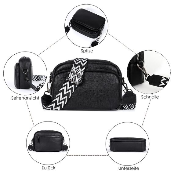 TANTOMI Umhängetasche Damen Klein, Crossbody Bag Damen Handytasche zum Umhängen, Moderne Handtasche Damen Klein mit Breitem Schultergurt, Damen Tasche Tägliches Arbeiten, Einkaufen,Reisen