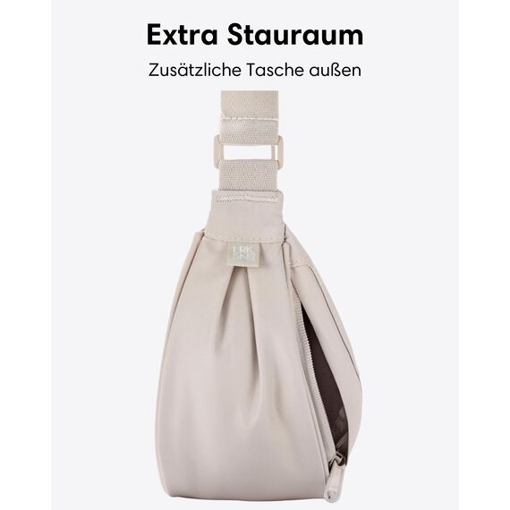 LARKSON Crossbody Bag Damen & Herren Beige - Solveig Small - Umhängetasche im Halbmond Style - Halbrunde Schultertasche - Moon Bag Design - Wasserabweisend
