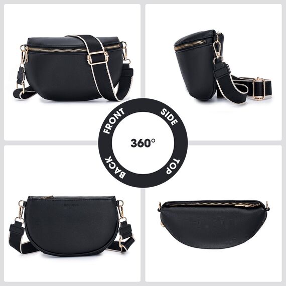 Roulens Kleine Damen Umhängetaschen,Elegant Bauchtasche Damen,Umhängetasche aus Veganes Leder,Crossbody Bag Damen,RFID Blockierung Kartenschlitz Brusttasche mit Verstellbar Abnehmbar Breiter Gurt