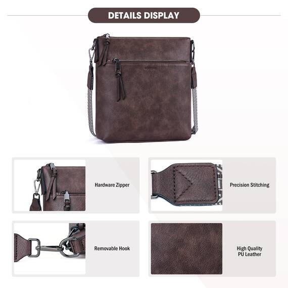 Roulens Mittel Damen Umhängetaschen, Leicht Damen Schultertasche aus Veganes Leder, Crossbody Bags für Frauen mit Verstellbar Abnehmbar Breiter Gurt