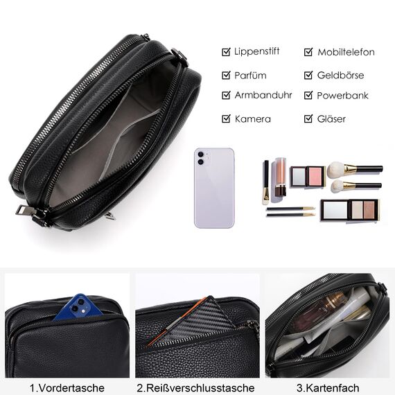 TANTOMI Umhängetasche Damen Klein, Crossbody Bag Damen Handytasche zum Umhängen, Moderne Handtasche Damen Klein mit Breitem Schultergurt, Damen Tasche Tägliches Arbeiten, Einkaufen,Reisen