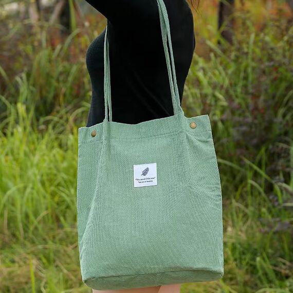 Funtlend Umhängetasche Damen Groß Cord Tasche Damen Handtasche Shopper Damen Henkeltasche für Uni Arbeit Mädchen Schule