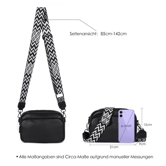 TANTOMI Umhängetasche Damen Klein, Crossbody Bag Damen Handytasche zum Umhängen, Moderne Handtasche Damen Klein mit Breitem Schultergurt, Damen Tasche Tägliches Arbeiten, Einkaufen,Reisen