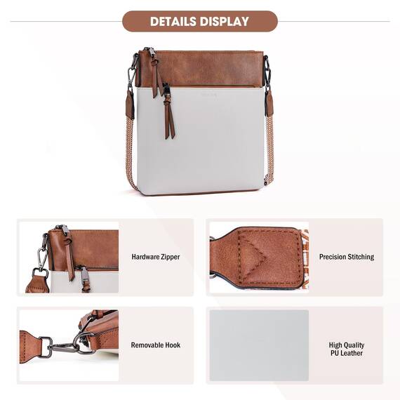 Roulens Mittel Damen Umhängetaschen, Leicht Damen Schultertasche aus Veganes Leder, Crossbody Bags für Frauen mit Verstellbar Abnehmbar Breiter Gurt