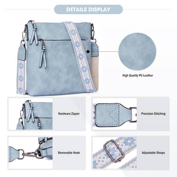 Roulens Mittel Damen Umhängetaschen, Leicht Damen Schultertasche aus Veganes Leder, Crossbody Bags für Frauen mit Verstellbar Abnehmbar Breiter Gurt